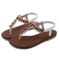 Bang Yuan lady Xia Pingdi với hoa sandal xương cá du lịch Hàn Quốc giày đi biển ruby ​​rhinestone clip kỳ nghỉ ngón chân - Giày thể thao / sandles giày sandal nam công sở