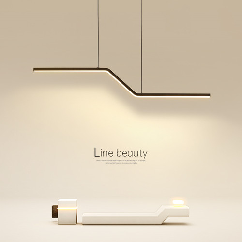 藏月极简一字长条餐厅吊灯