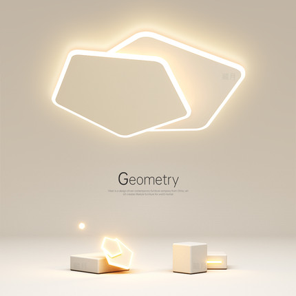 创意主卧室灯简约现代led吸顶灯几何客厅灯极简餐厅书房房间灯具