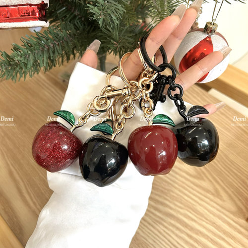 包包挂件苹果樱桃锁匙扣吊坠汽车摆件树脂配饰红色精美挂饰包配件