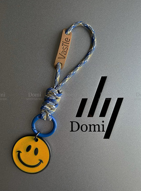 Domi钥匙扣挂绳皮质挂饰高级防丢便携个性简约车钥匙圈情侣礼物