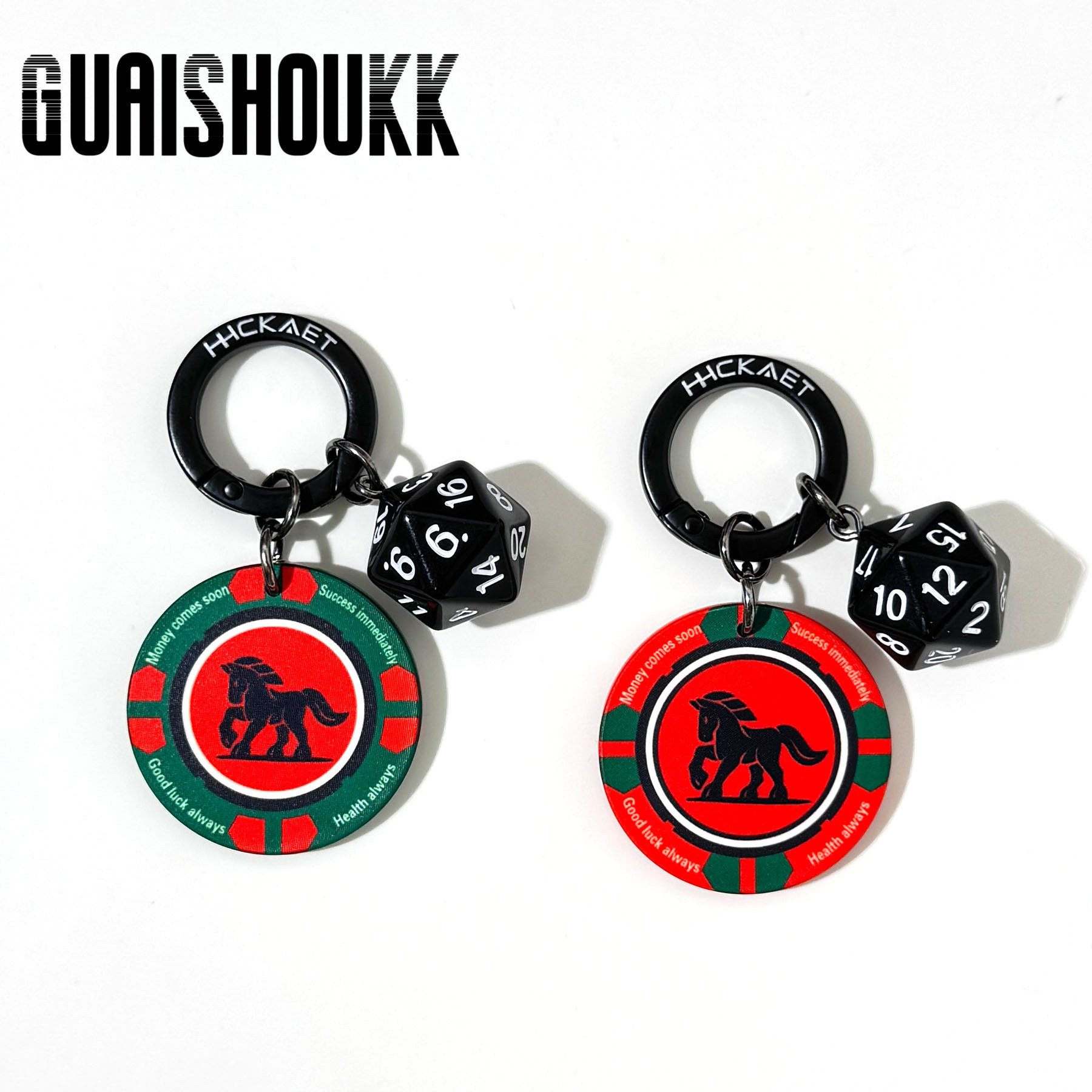 高级定制2026新年好运陶瓷筹码车钥匙扣美式包挂件饰吊坠马年礼物