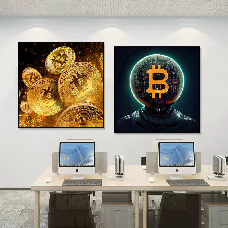 金融公司装饰画股票投资理财会议室挂画证券交易办公室比特币壁画