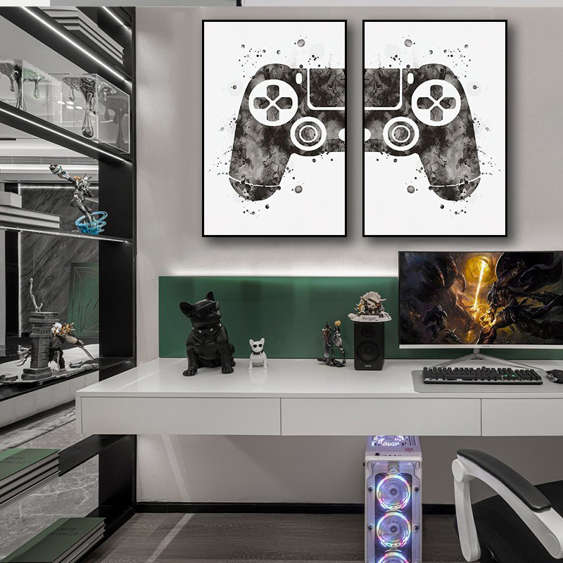 游戏机手柄装饰画潮流电竞房卧室壁画游戏厅电玩城手游馆网吧挂画