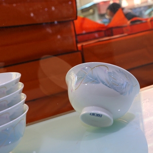 单碗十个装国风高足碗景德镇骨质瓷防烫家用高颜值米饭碗乔迁送礼