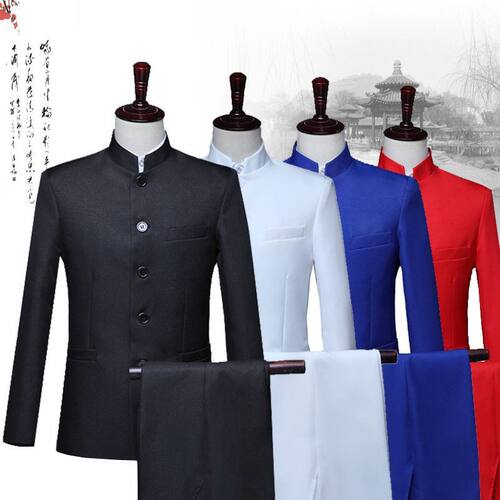 男士合唱服团体中山装毕业季拍照班服五四青年装中式礼服演出服套