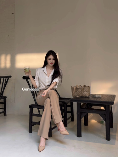Genieeea吉妮的宝藏 生来贵气 亚麻松弛感春夏中袖宽松polo衬衫