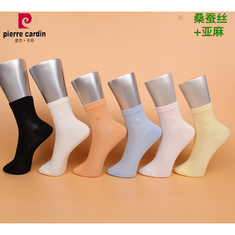满3双包邮 皮尔卡丹女棉袜PC520 桑蚕丝+亚麻  夏款薄棉 凉爽防臭,女士内衣/男士内衣/家居服,短袜,淘宝优惠券,粉丝福利购,淘宝优惠卷