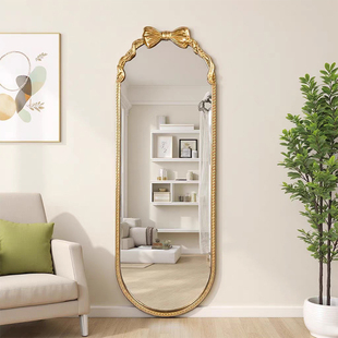 法式 不规则入户玄关全身镜客厅靠墙置地镜衣帽间蝴蝶结设计穿衣镜