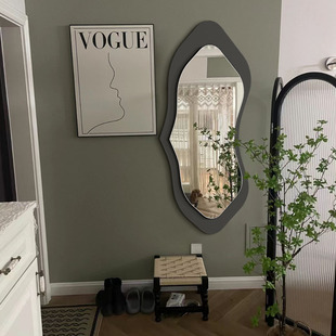 现代不规则全身镜LED人体感应灯置地镜服装 店壁挂试衣镜落地镜