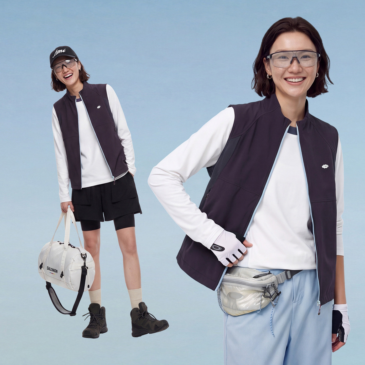 CLOUDSPACE【溯光马甲】撞色拼接立领马夹外套2026秋季无袖上衣女