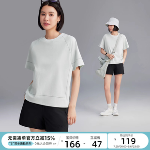上衣 CLOUDSPACE 撞色线T恤 设计感简约明线短袖 圆领t恤女插肩袖