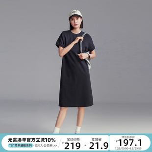 连衣裙 CLOUDSPACE 散步裙 简约基础款 纯色圆领宽松直筒夏中长款