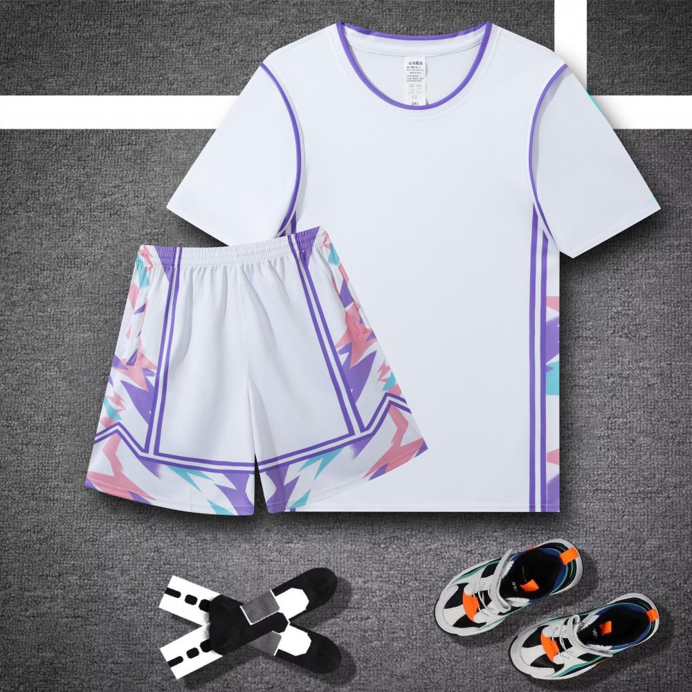 篮球服女装韩版夏季套装学生比赛队服粉色短袖假两件班服定制印字