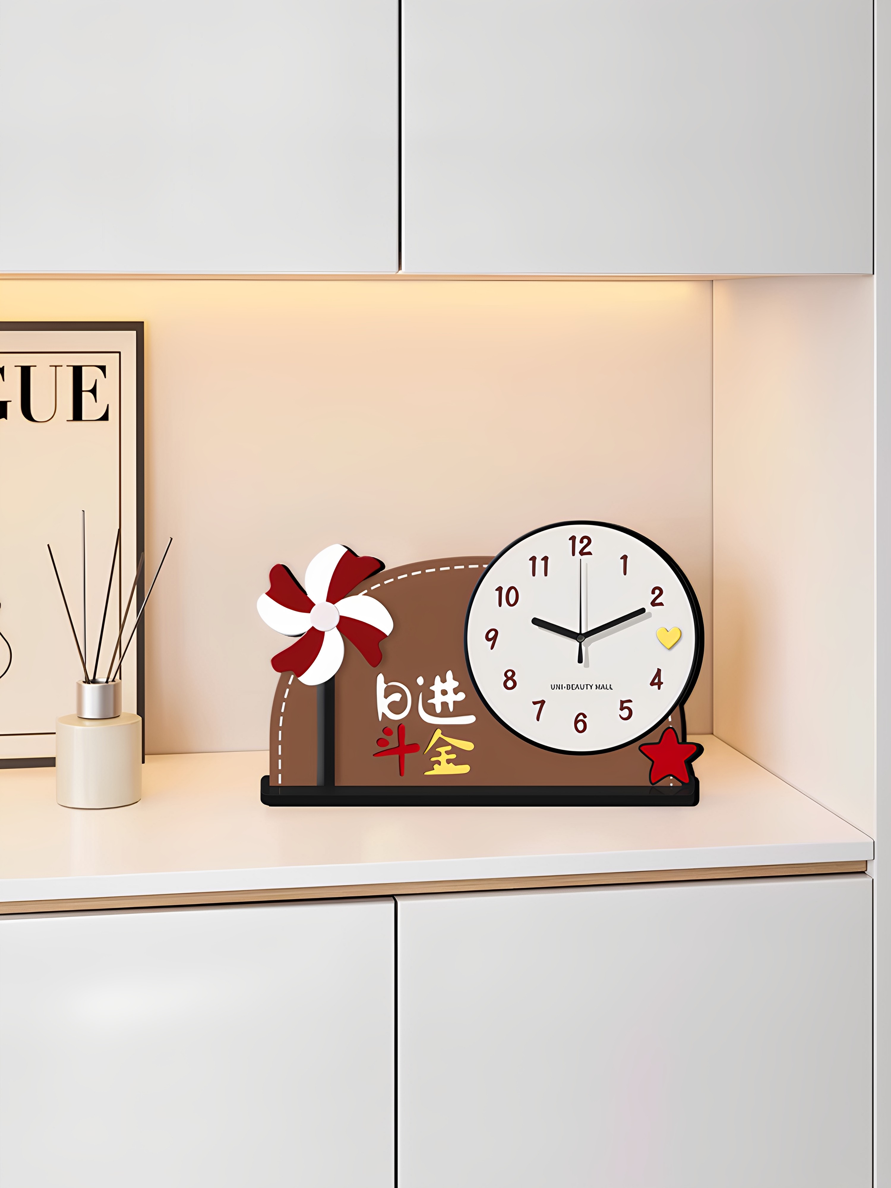 现代艺术桌面时钟摆件电视柜客厅玄关创意轻奢高档座钟装饰品钟表