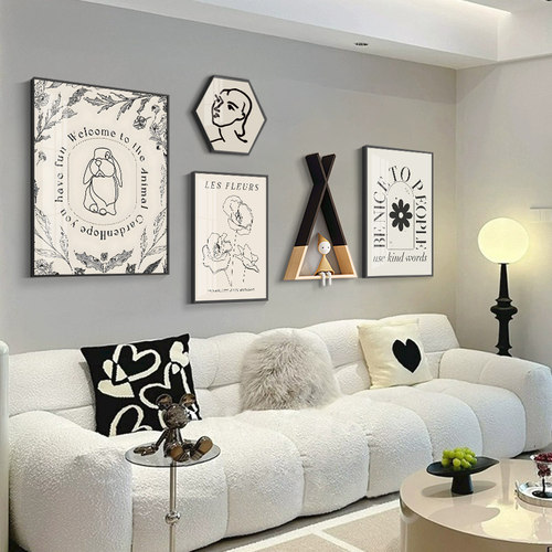 法式覆古客厅装饰画 画ins高级感小众艺术壁画 画北欧风沙发背景