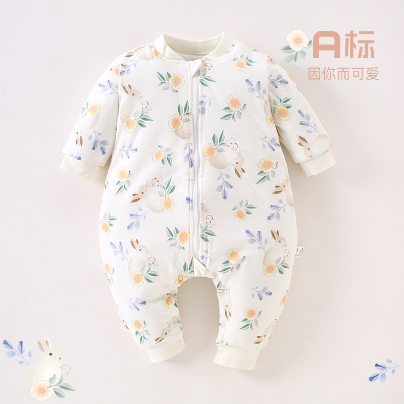 婴儿睡袋a类婴幼儿拉链防踢被120g加厚棉宝宝连体衣宝宝分腿睡袋