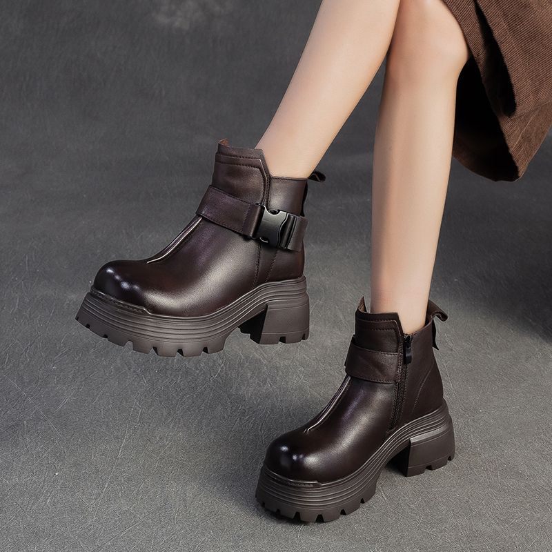 真皮加绒外穿棉靴加厚保暖靴子