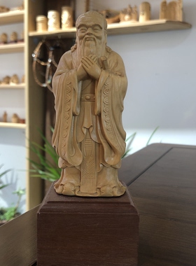 奇木手作·黄杨木孔子雕像雕塑工艺品摆件孔圣人像木雕客厅书桌摆