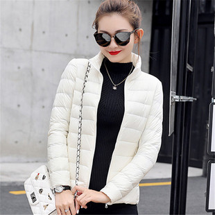 2025秋冬新款冬装超薄款羽绒服女式轻薄短款修身立领大码超轻外套