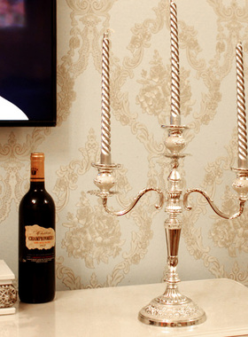 烛台摆件欧式复古三头五头烛台酒店婚庆烛台专用西餐厅烛光晚餐