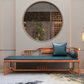 新中式 实木贵妃椅客厅卧室美人榻沙发小户型家具罗汉床白蜡木躺椅