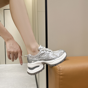 女鞋 厚底老爹鞋 313233春秋季 爆款 女小个子增高显脚小 2024新款 小码