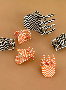 Monote美国正品Chunks棋盘格抓夹ins可爱百搭孟菲斯风格发夹发饰