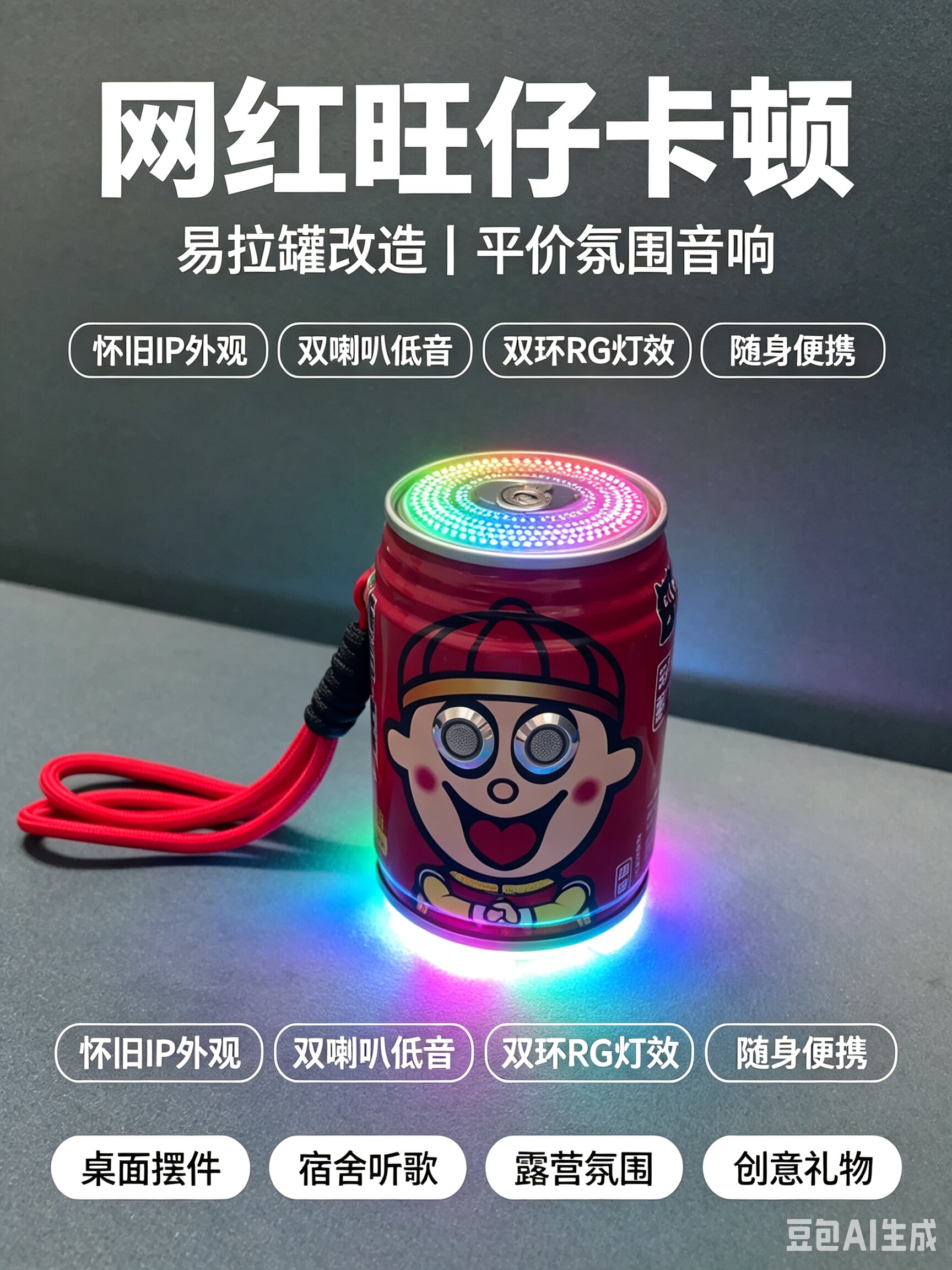 网红DIY旺仔音响个性化定制卡通趣味创意音箱生日礼物送礼音乐旺