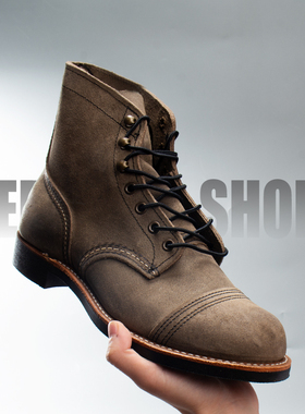 仓库现货优品 RedWing 红翼8087D工装靴 D头牛皮固特异翻毛皮男鞋
