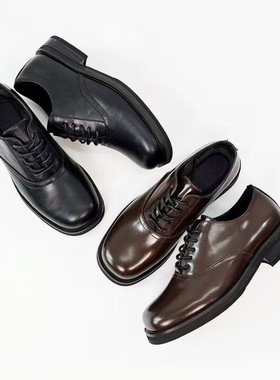 方头皮鞋cleanfit德比鞋男款高级感厚底内增高通勤商务正装休闲鞋