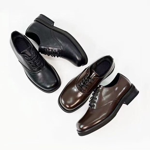 方头皮鞋cleanfit德比鞋男款高级感厚底内增高通勤商务正装休闲鞋