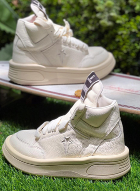 白色高帮鞋2025新款男鞋冬季加绒联名RO真皮厚底增高运动休闲板鞋