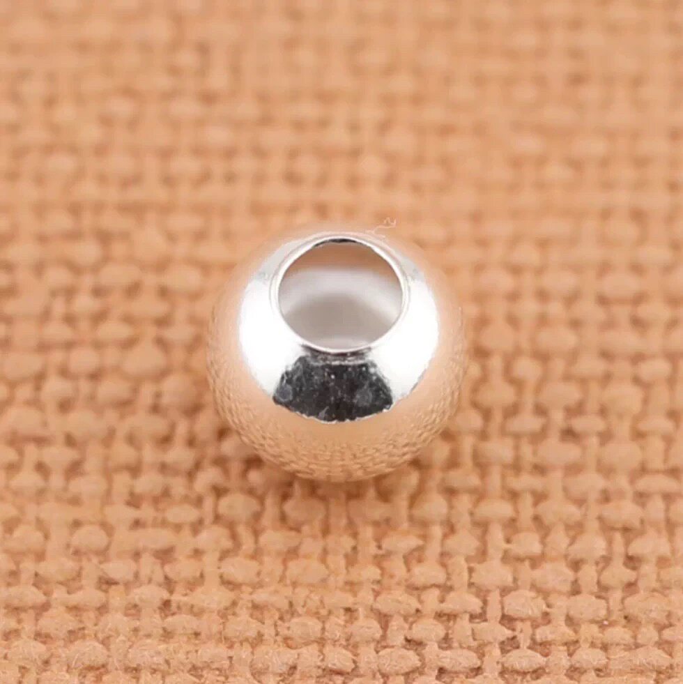 足银S999银珠光面珠子圆珠散珠项链手链串珠手工DIY手链鑫配件