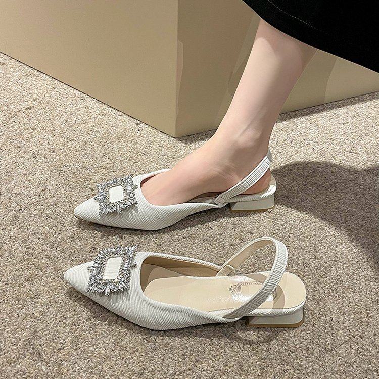 包头凉鞋女夏3公分小跟低跟法式高跟仙女温柔水钻尖头玛丽珍单鞋,女鞋,时装凉鞋,淘宝优惠券,粉丝福利购,淘宝优惠卷