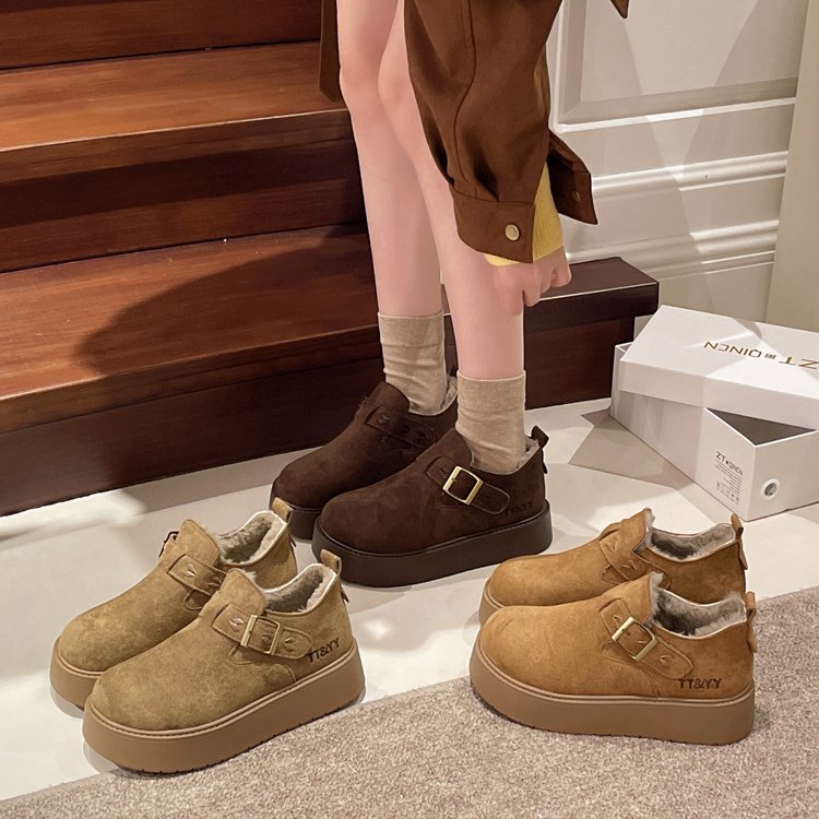 厚底加绒勃肯鞋女保暖雪地靴