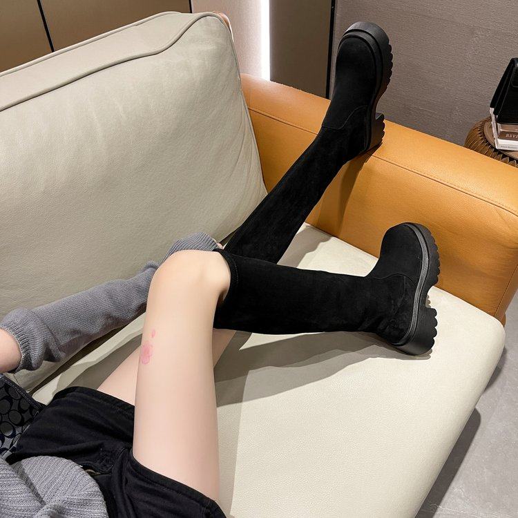 厚底弹力瘦瘦靴女鞋子2025年新款秋冬季加绒过膝长靴百搭马丁靴子,女鞋,时装靴,淘宝优惠券,粉丝福利购,淘宝优惠卷