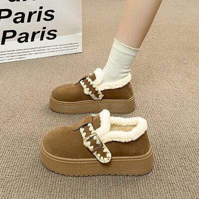 厚底勃肯鞋短筒雪地靴女加绒保暖