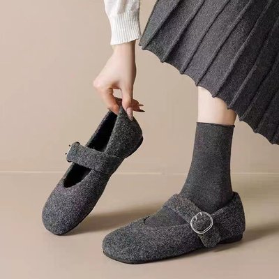 复古玛丽珍毛毛鞋女冬外穿2025