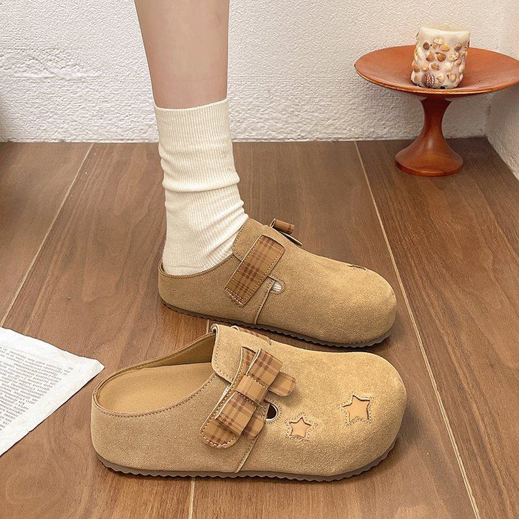 复古内增高勃肯半拖鞋女春秋季新款牛反绒外穿一脚蹬博肯包头拖鞋,女鞋,包头拖,淘宝优惠券,粉丝福利购,淘宝优惠卷