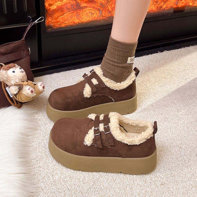 复古松糕勃肯鞋女加绒雪地靴