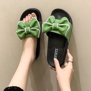 35-44码 大码网红拖鞋女43外穿软底蝴蝶结一字拖42平底百搭凉拖41