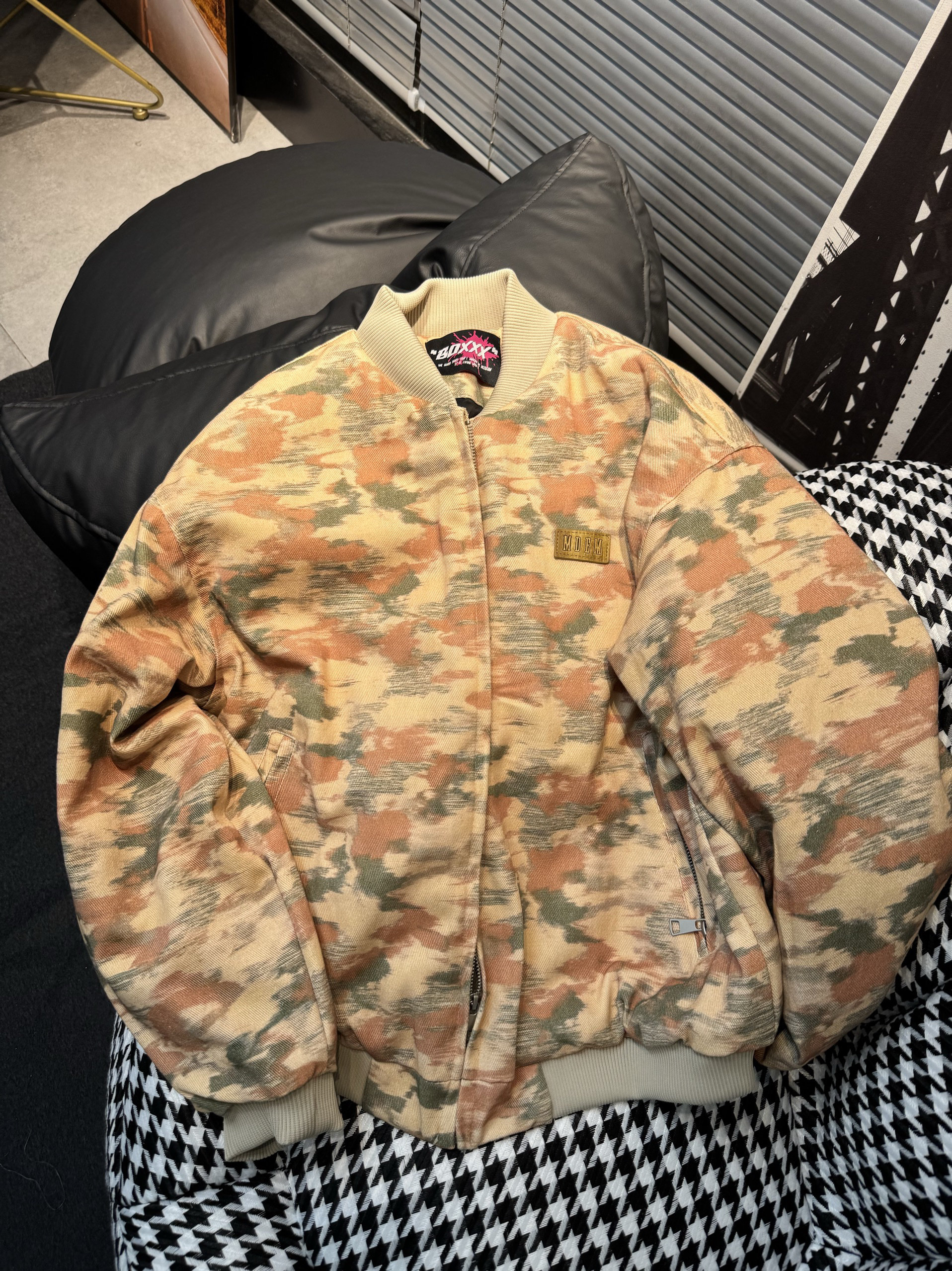 转小前美式复古休闲迷彩棒球服棉棉衣