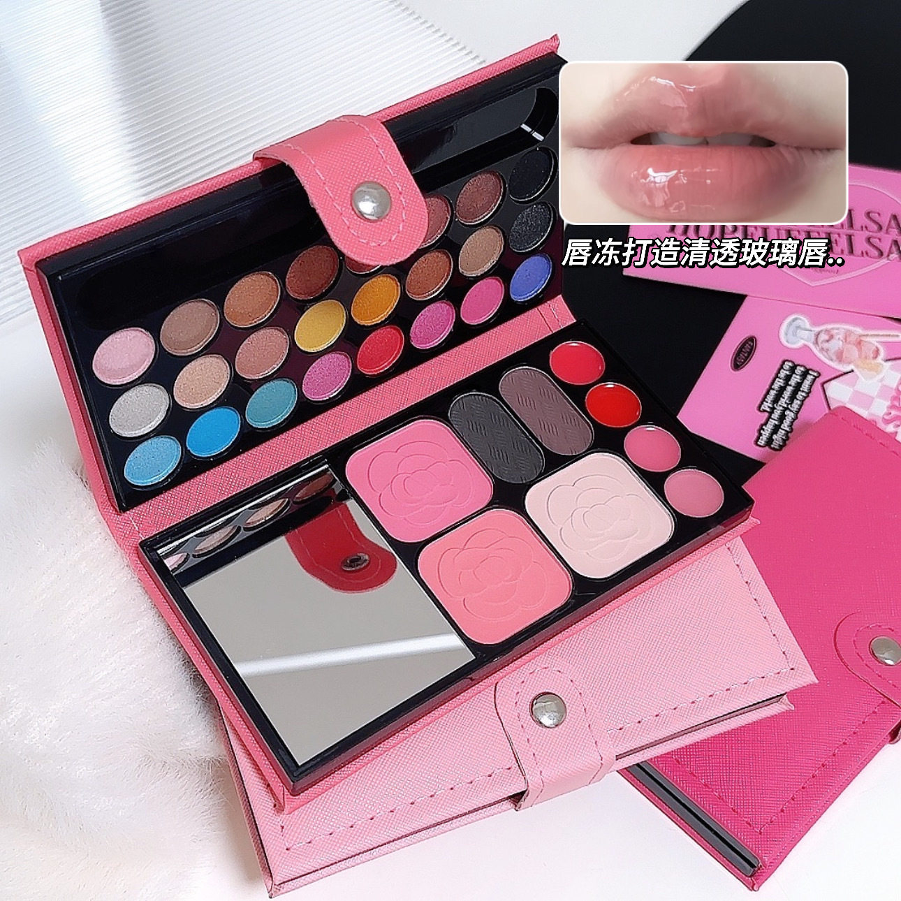 新款33色组合皮包眼影盘腮红口红粉饼眉粉大地色珠光裸妆一件