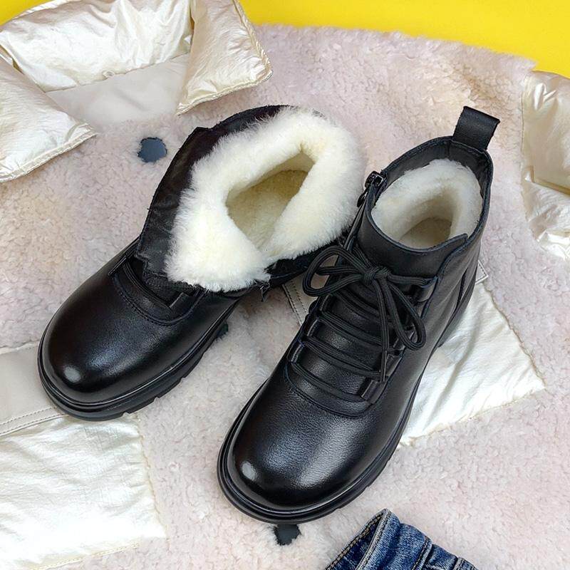 真皮羊毛加绒加厚雪地靴女2024冬季新款休闲防滑厚底时尚百搭棉鞋图片