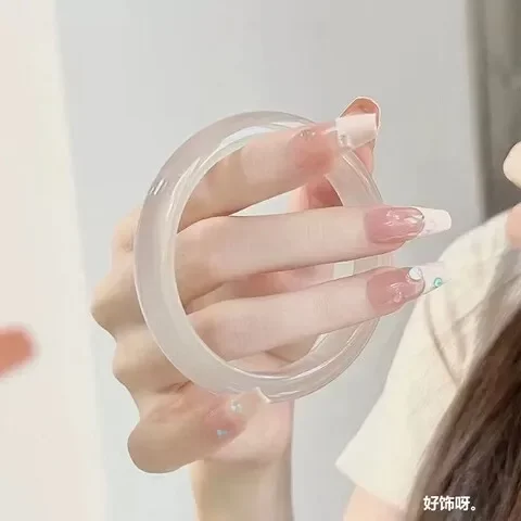 镯子冰透女手镯香槟金玛瑙玛瑙天然荔枝冻白月光高冰种白玉髓