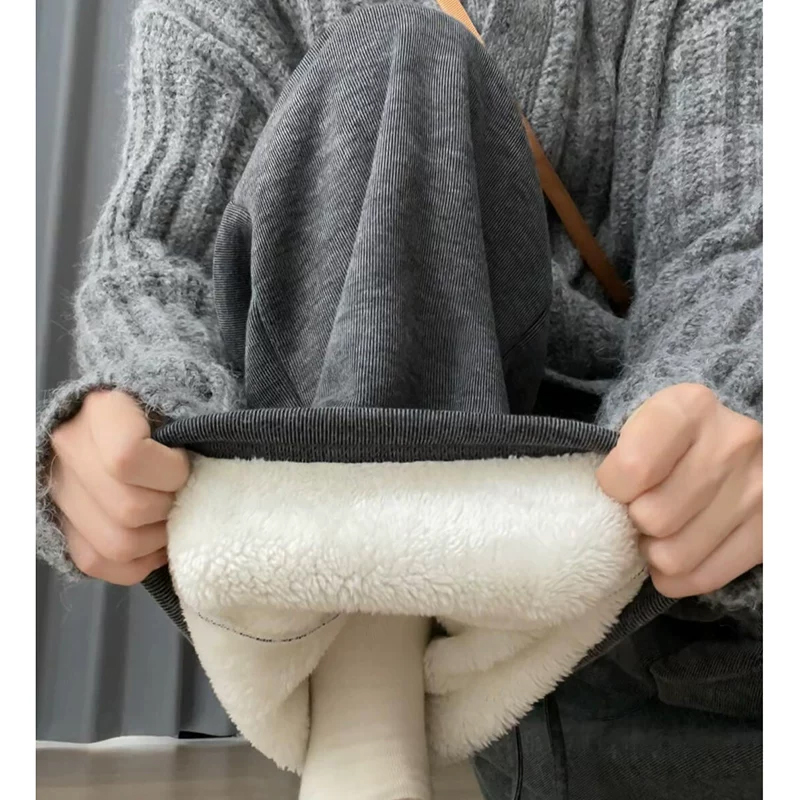 大码胖mm巨厚羊羔绒糯米阔腿裤女