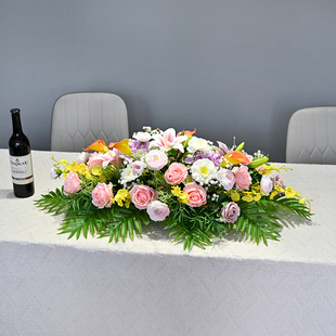 商务接待前台花艺摆件会议室假花仿真花摆设会议桌摆花签约桌花