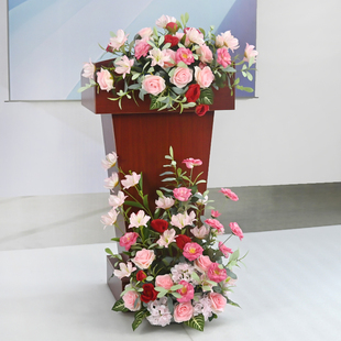 学校讲台花仿真花演讲主席台挂花假花发言讲话台花商务会议桌花