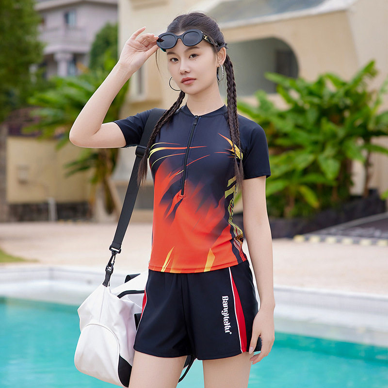 女士泳衣分体保守遮肚显瘦游泳衣分体速干防晒运动专业冲浪泳装